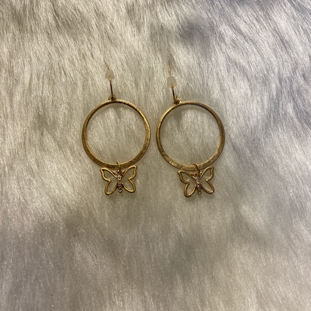 Gold Butterfly hoop earrings